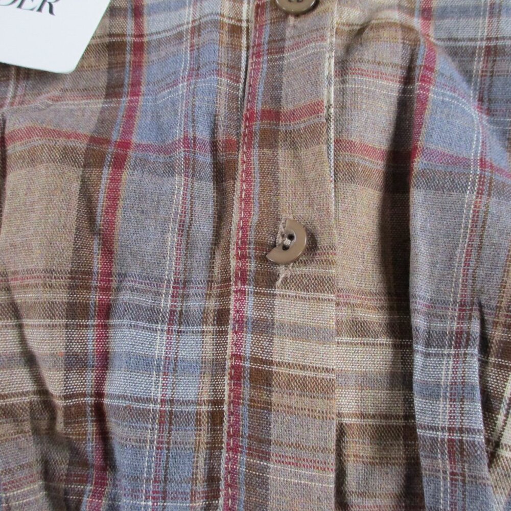 Cider Cotton Plaid Mini Skirt Set Women XS Brown Plaid Two Piece Outfit Collared - Picture 5 of 10